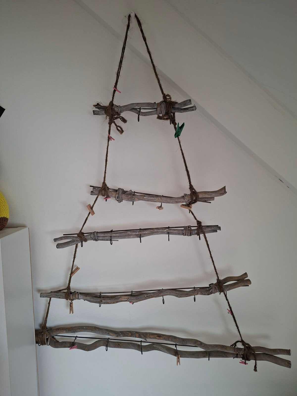 Unieke handgemaakte decoratieve ladder van drijfhout, Ophalen, Hout, Bruin, Landelijk