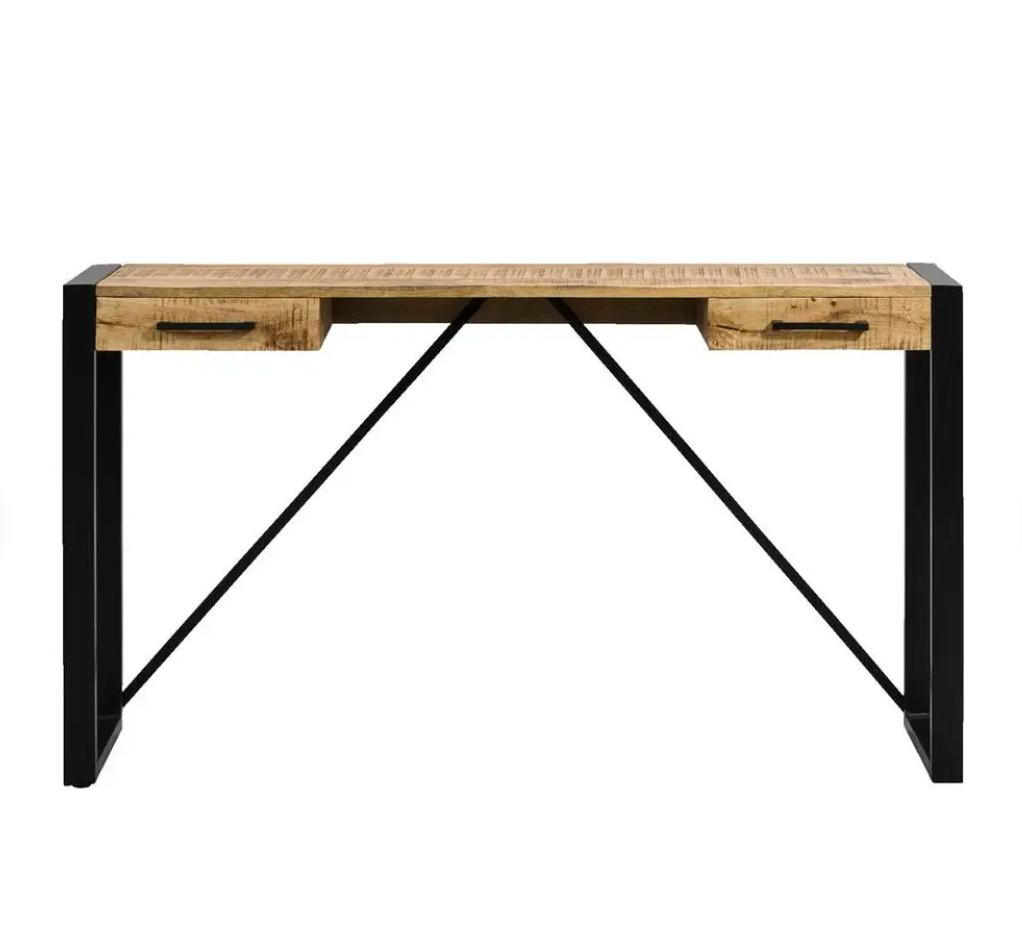 Bureau hout met lades, Huis en Inrichting, Bureaus, Ophalen, Schoolbureau, Zo goed als nieuw, Industrieel