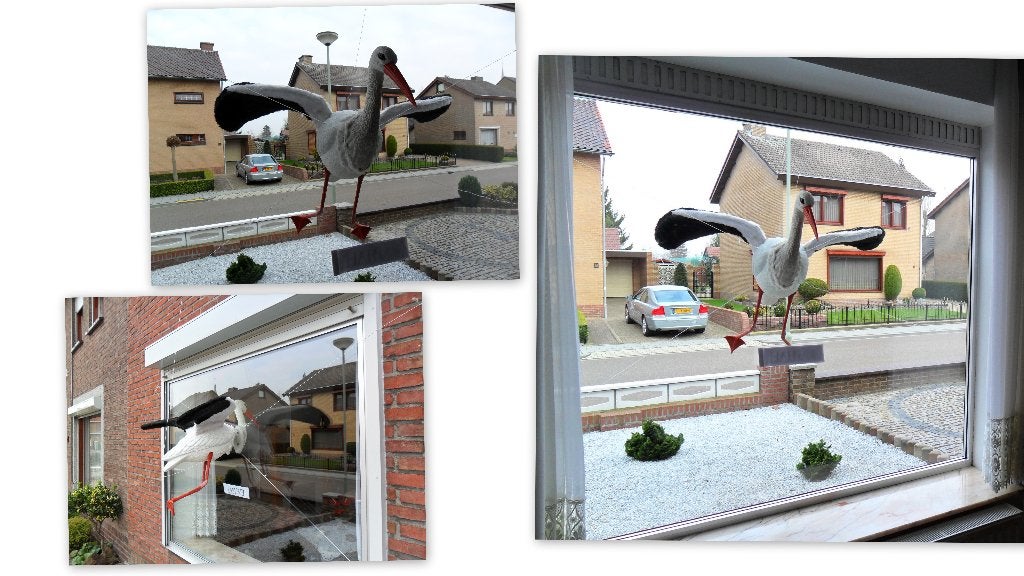3D ooievaar door het raam kop binnen lijf buiten., Kinderen en Baby's, Ophalen, Nieuw, Geboortebord
