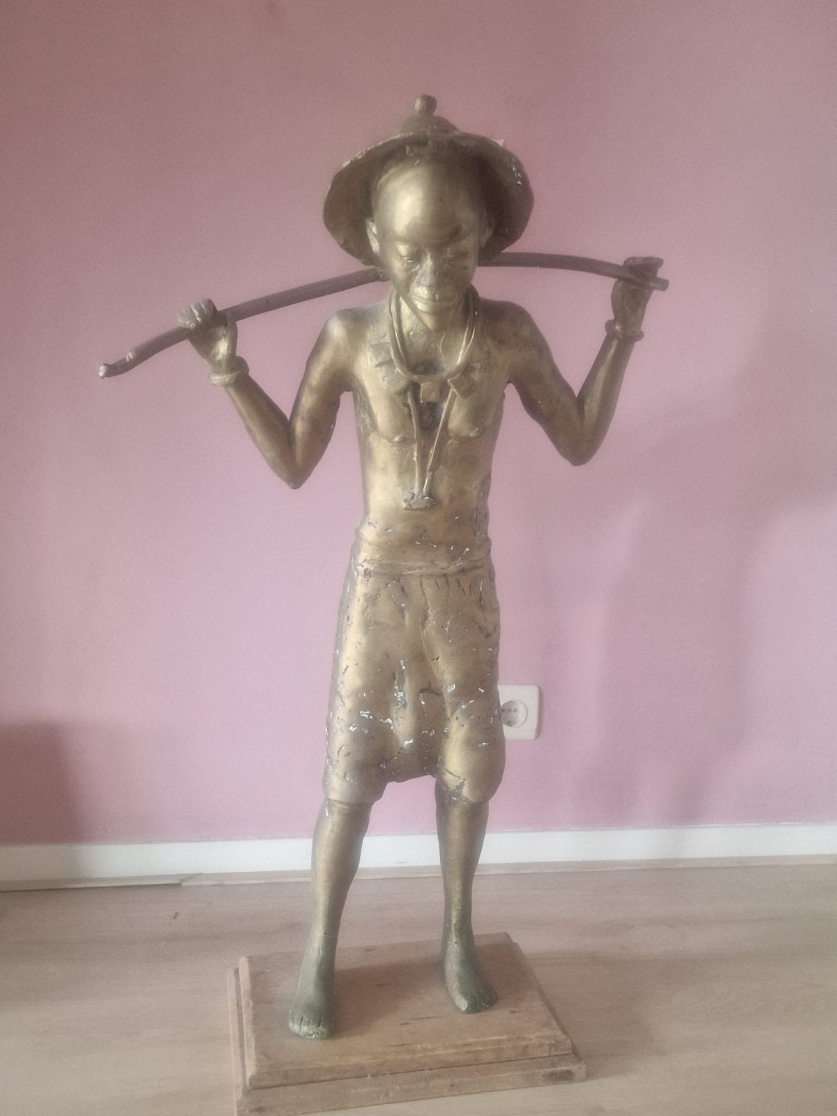 Afrikaanse handgemaakte beeld, Ophalen, 50 - 100 cm, Beeld, Goud