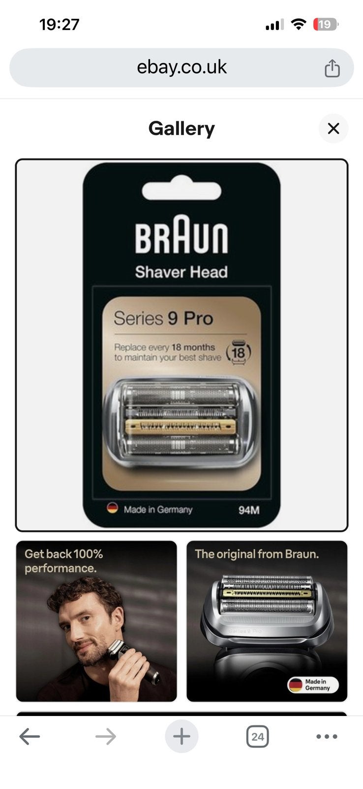 Braun scheerhoofd serie 9 pro 94 m, Ophalen of Verzenden, Nieuw, Gehele gezicht