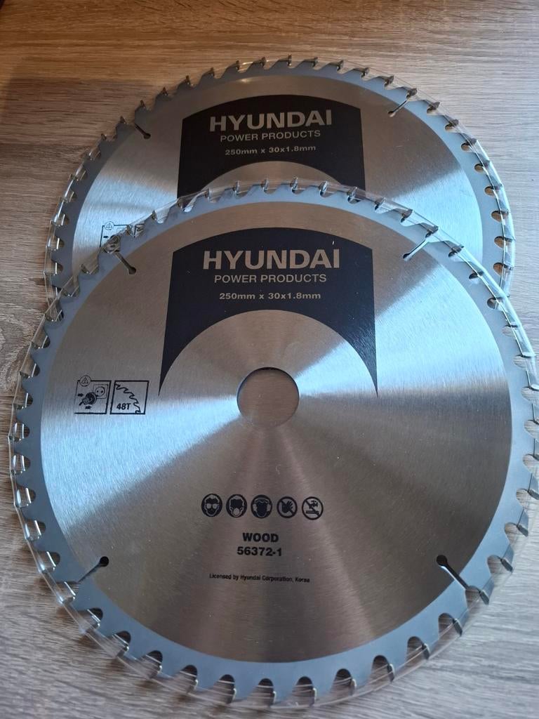 2x Nieuw Hyundai Cirkelzaagblad Hout 250mm 48T, Cirkelzaag, Nieuw, Ophalen of Verzenden, Hyundai