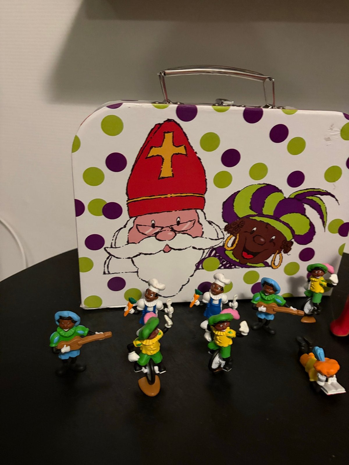 Leuke Sinterklaas vintage koffertje met poppetjes  blokker, Ophalen of Verzenden