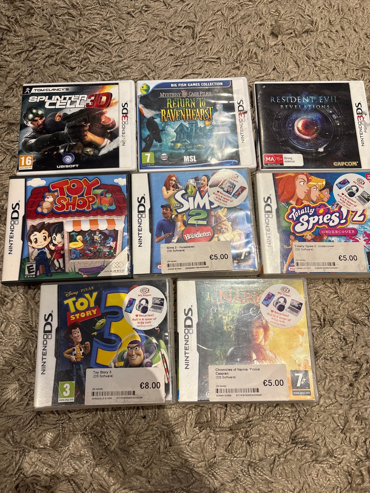 Nintendo (3)DS Games: Splinter Cell, Resident Evil, Sims 2, Avontuur en Actie, Gebruikt, Verzenden, 1 speler