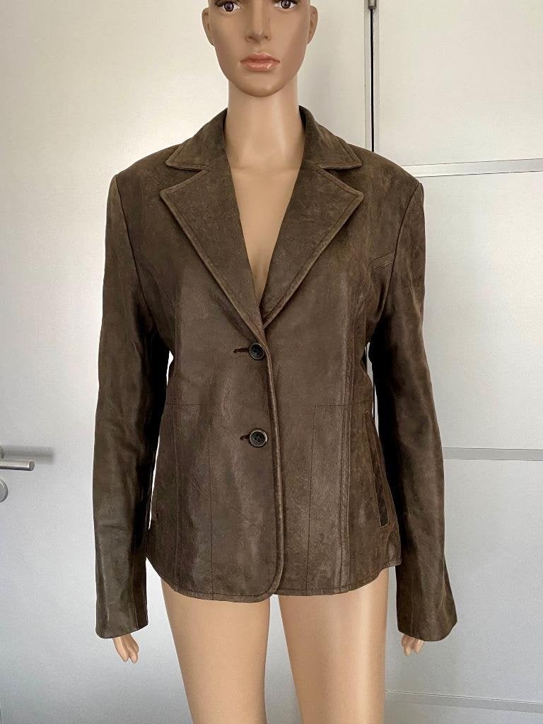 i571 echt Lams-leren jasje maat 42=L blazer colbert leer, Kleding | Dames, Bruin, Maat 42/44 (L), Ophalen of Verzenden, Zo goed als nieuw