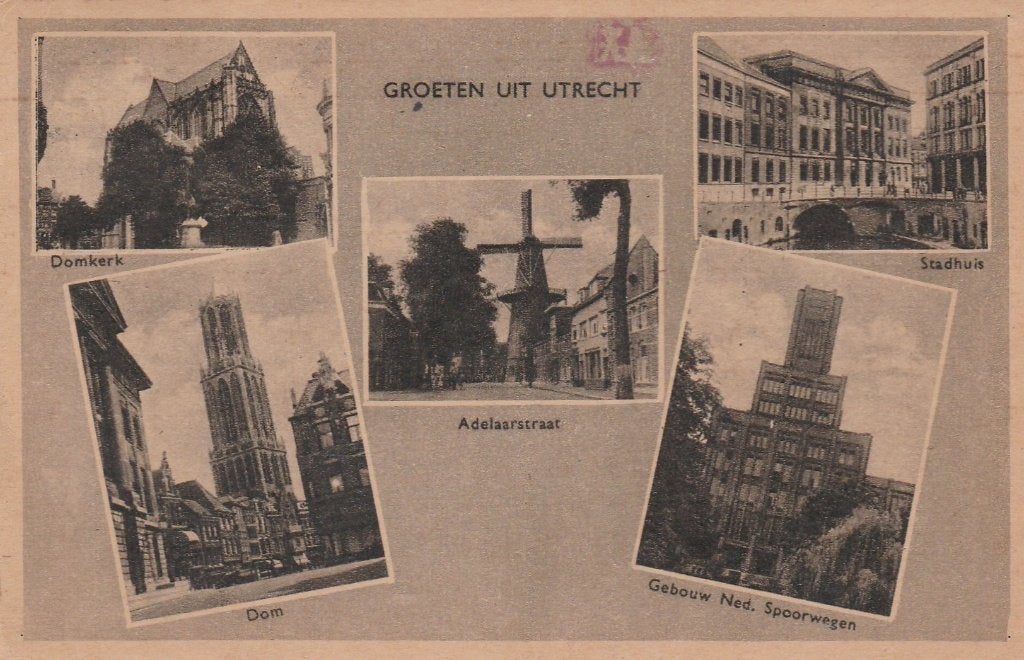 UTRECHT Kerk Dom Molen Stadhuis Gebouw Spoorwegen 1948, Verzenden, 1940 tot 1960, Gelopen, Utrecht