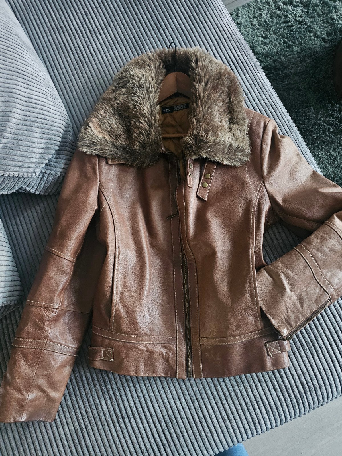 Leren dames jack mt 42 bruin met afneembare bontkraag, Bruin, Maat 42/44 (L), Soho, Ophalen of Verzenden