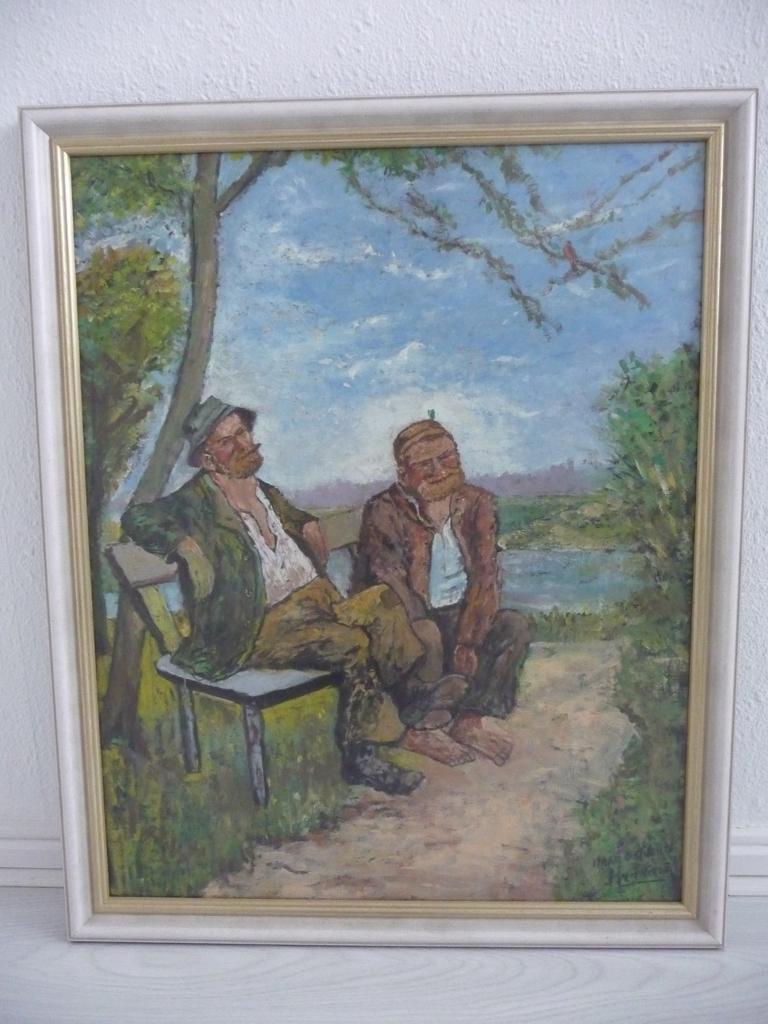 schilderij - DE ZORGELOZEN - naar OTTO QUANTE (repro), Antiek en Kunst, Kunst | Schilderijen | Klassiek, Ophalen