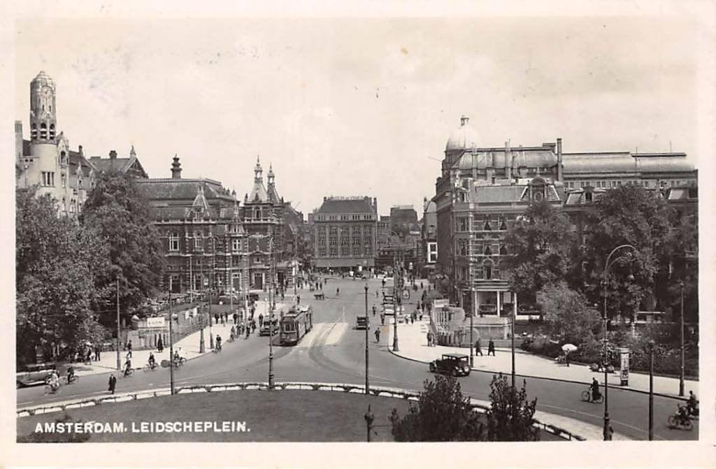 Amsterdam Leidscheplein Tram 1942 Fotokaart, Verzenden, 1920 tot 1940, Gelopen, Noord-Holland