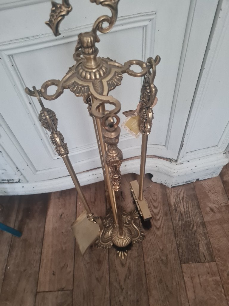 Oud massief bronzen haard set Spaans, Ophalen of Verzenden
