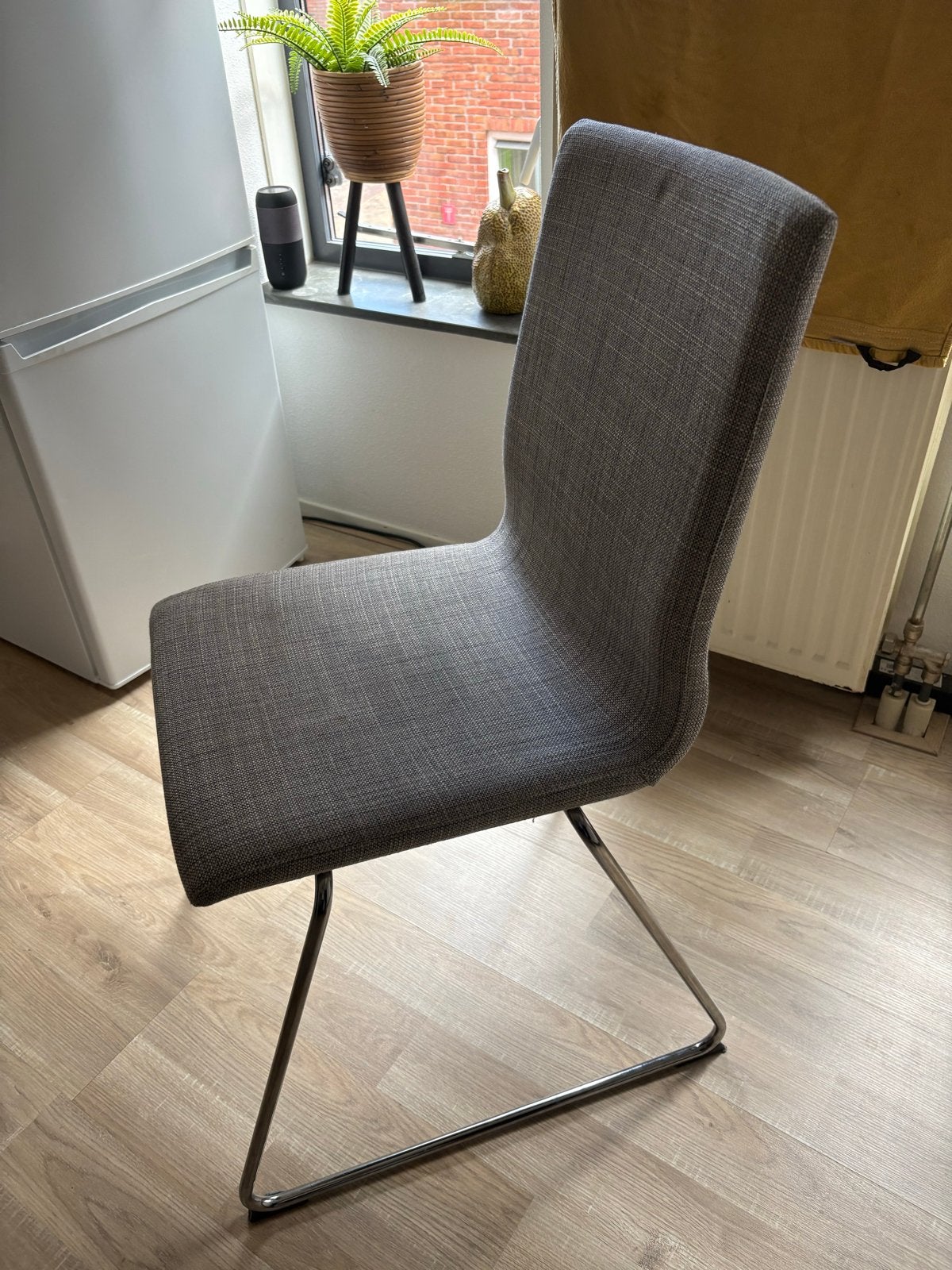 Set van 4 grijze stoffen stoelen, Ophalen, Gebruikt, Vier, Stof