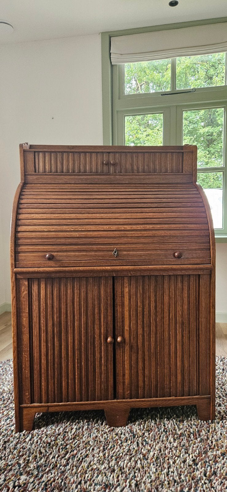 Vintage massief eiken secretaire / bureau, Ophalen