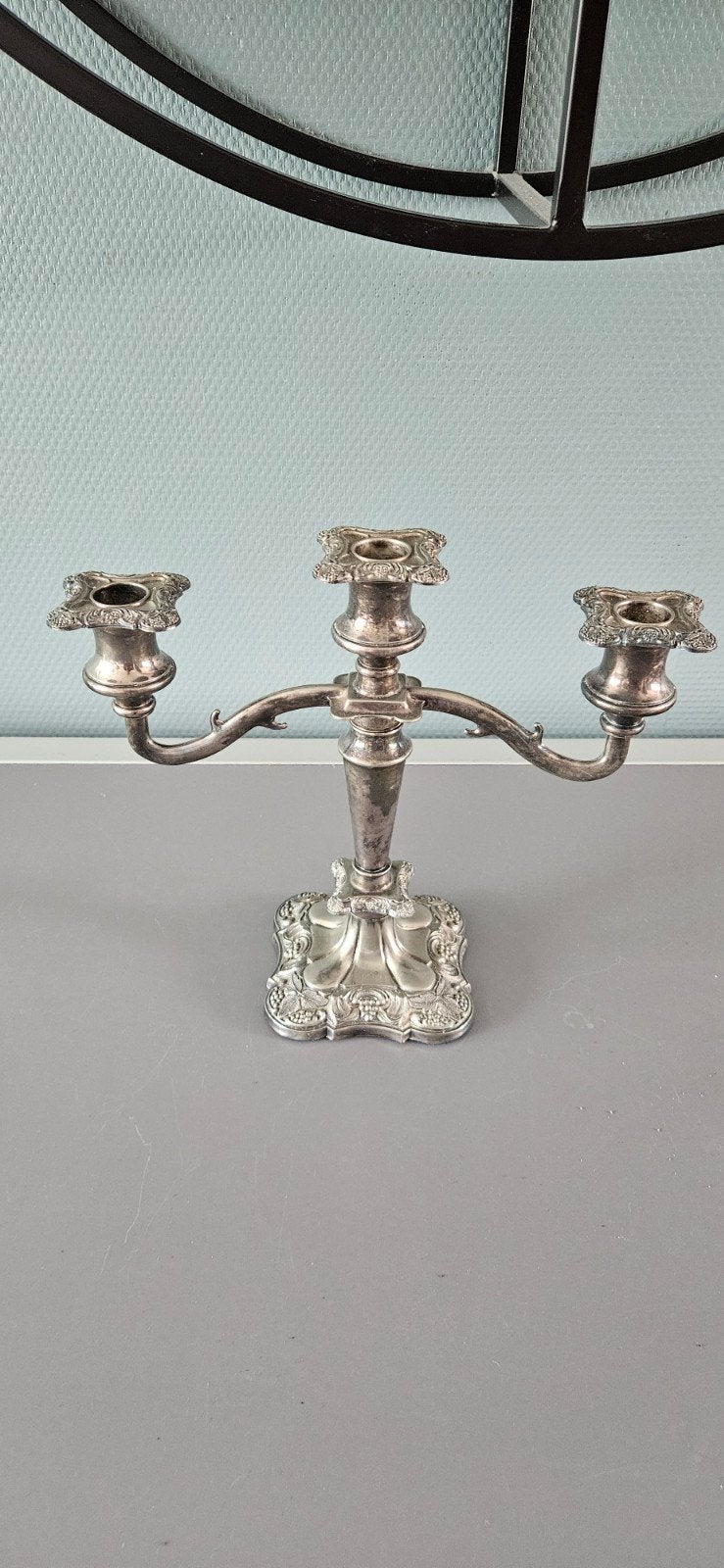 Antieke Zilveren Kandelaar met Drie Armen, Antiek en Kunst, Ophalen of Verzenden, Zilver