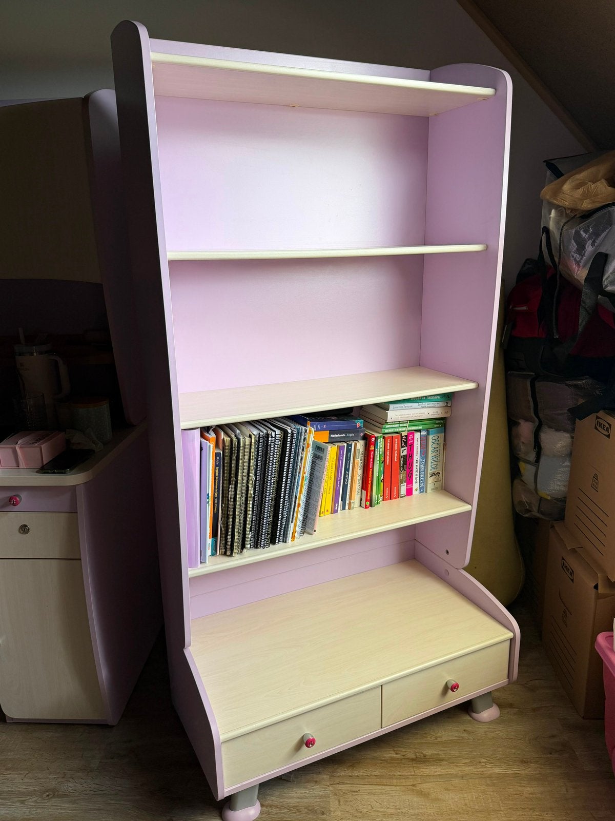 Çilek Boekenkast met 5 Planken en 2 Laden - 170x85 cm, Ophalen, Met plank(en), 50 tot 100 cm, Zo goed als nieuw