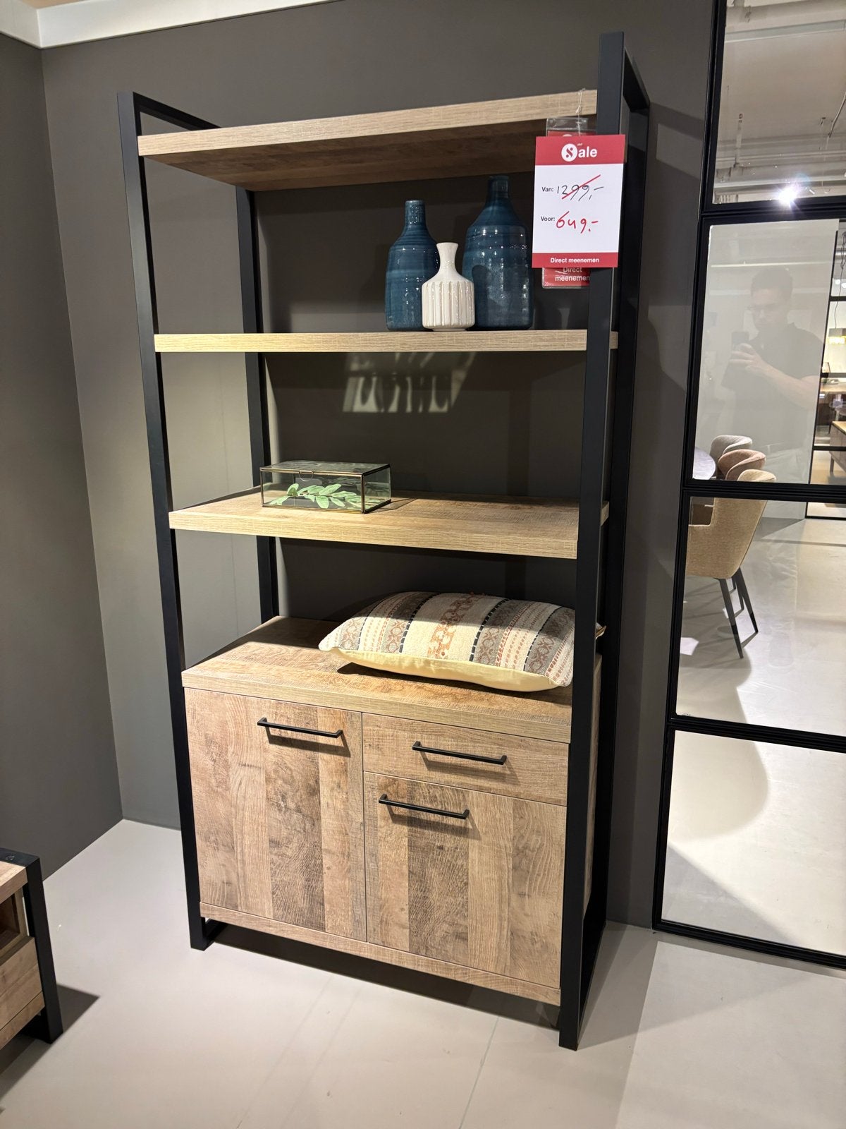 Wandkast Abbey - Melamine, kleur Sand, Ophalen, Zo goed als nieuw