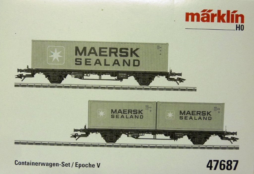 Märklin 47687 Set (2) Containerwagens MAERSK, Wisselstroom, Treinset, Nieuw, Ophalen of Verzenden