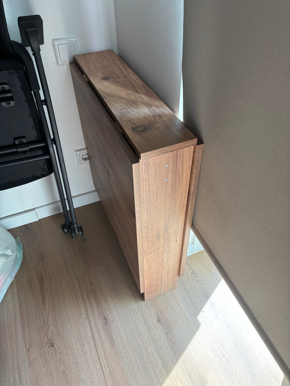 Inklapbaar Bureau - Compact & Praktisch, Ophalen, Hout, Bruin, Zo goed als nieuw