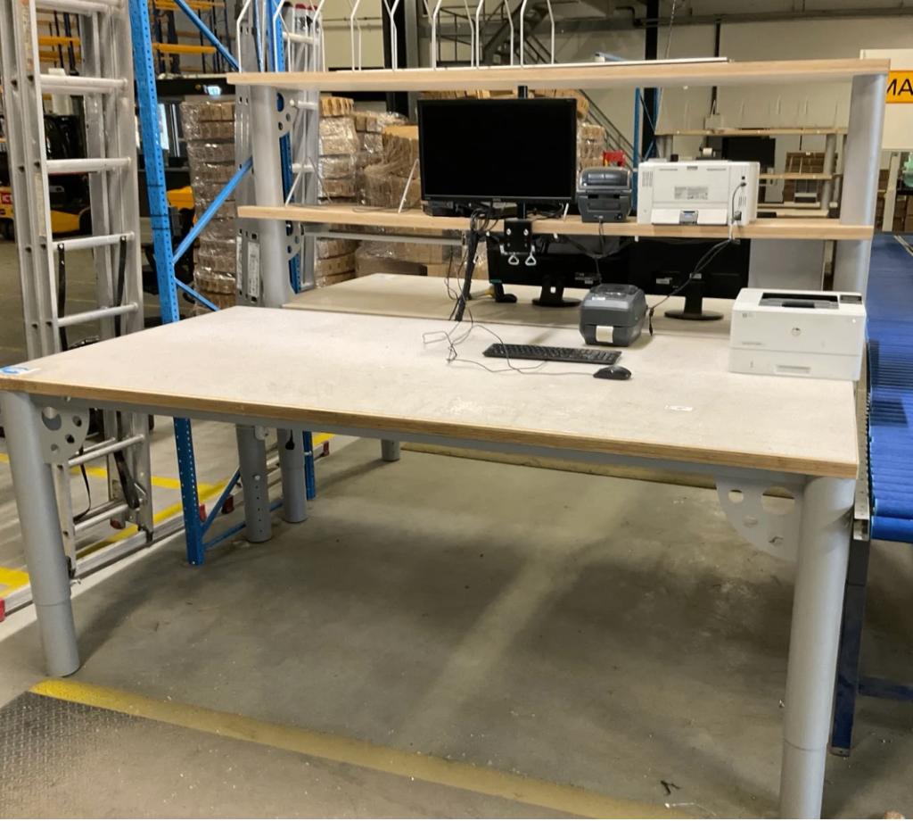 2x werktafel 1,2 bij 2,4 meter (in hoogte verstelbaar), Ophalen, Gebruikt, 170 cm of meer
