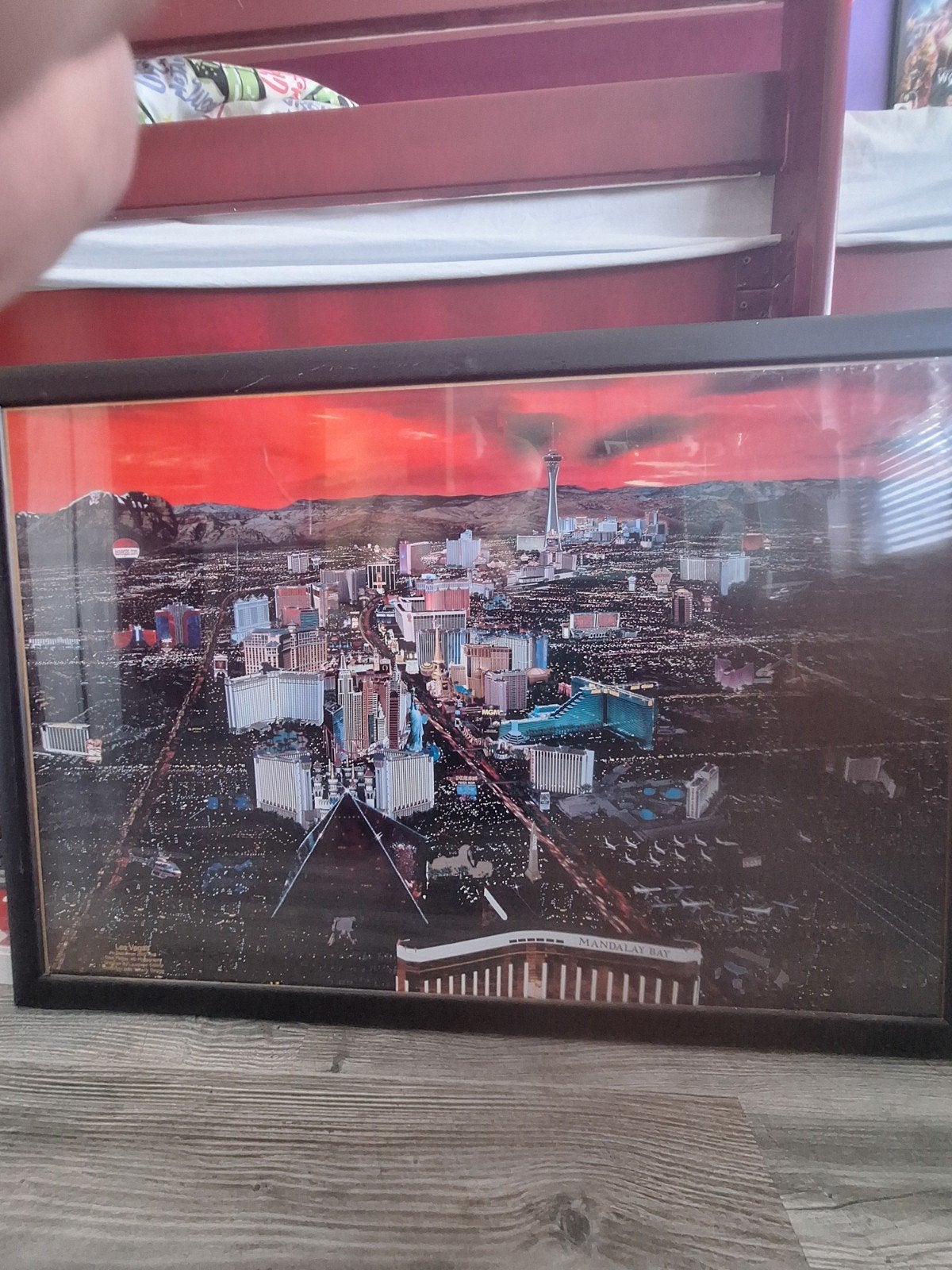 Ingelijste poster van Las Vegas skyline bij zonsondergang, Ophalen, 50 – 75, Gebruikt, 75 tot 100 cm