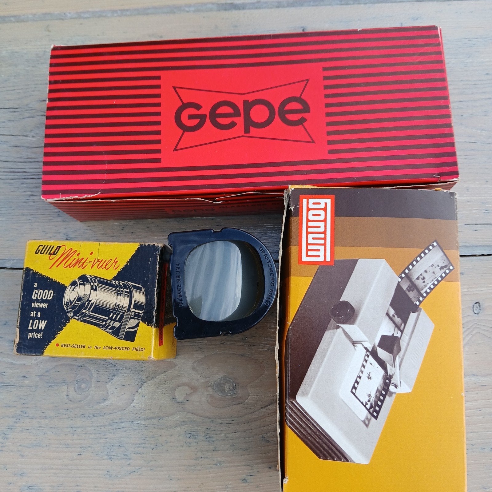 Vintage Gepe, BonumDia cutter en Guild Mini-viewer dia kijke, Ophalen of Verzenden, Gebruikt, Met scherm