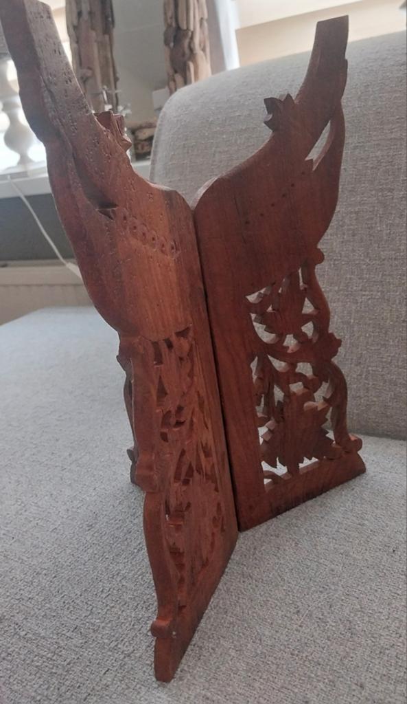 Decoratieve Houten Boekenstandaard - Handgesneden, Ophalen of Verzenden