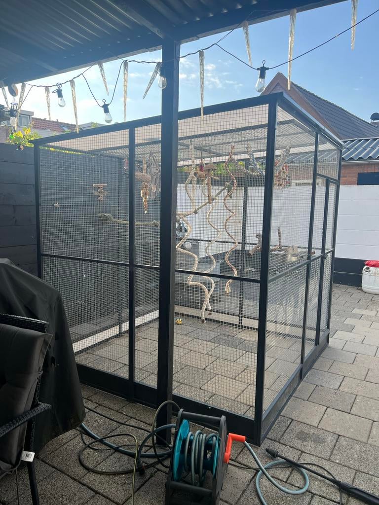2m X 2m X 2 hoogwaardige antraciet voliere., Dieren en Toebehoren, Ophalen, Gebruikt, Aluminium, Vogelkooi