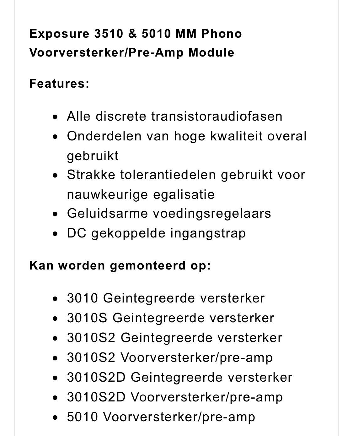 High End MC PHONO module voor Exposure versterkers zgan, Ophalen of Verzenden, Zo goed als nieuw, 120 watt of meer, Overige merken