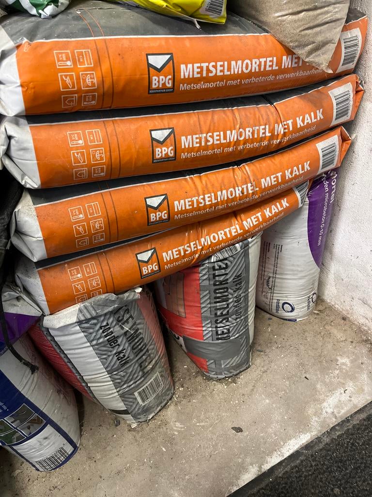 4x Metselmortel zakjes 25 kg - BPG met kalk, Ophalen, Nieuw, Overige typen