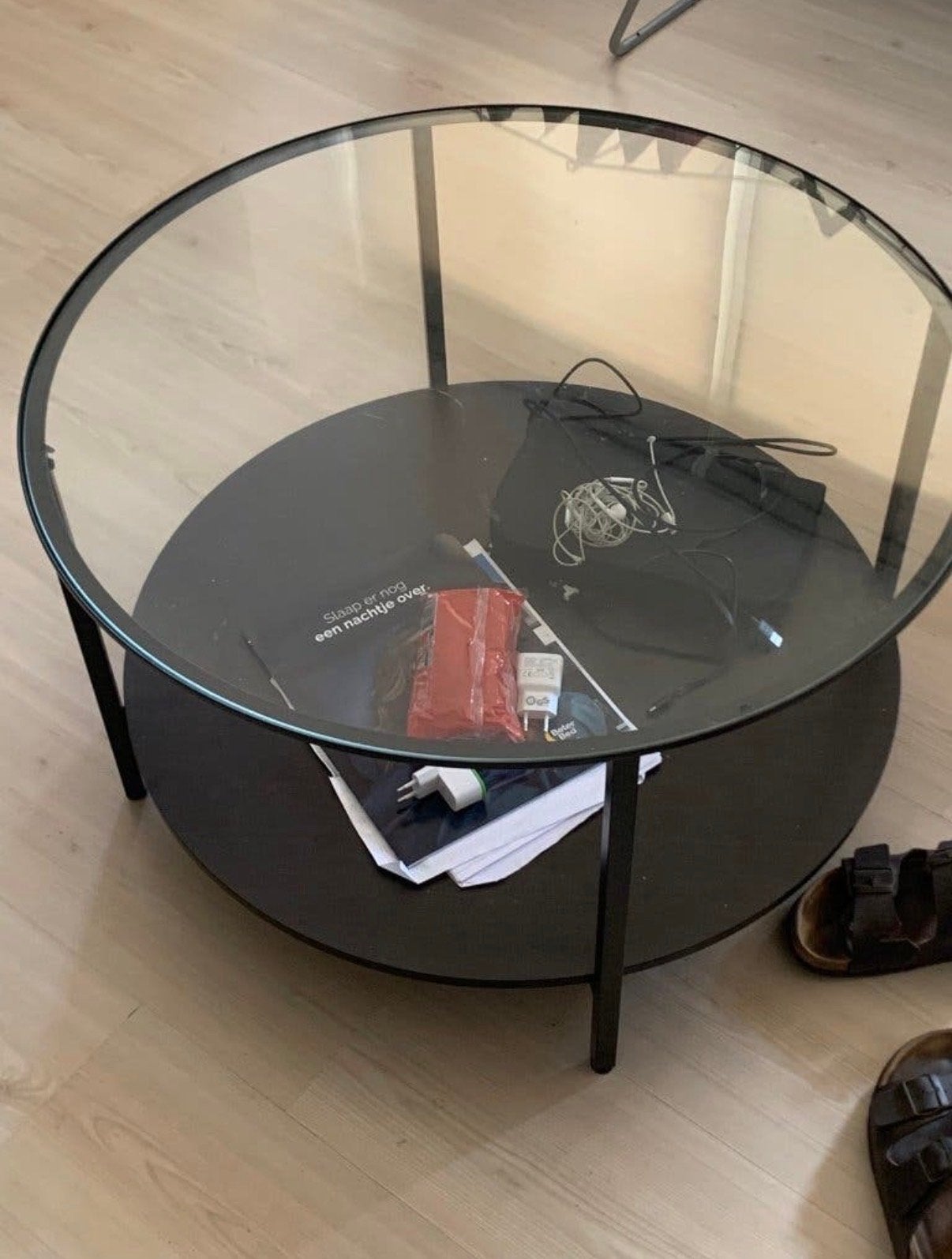 Ikea salontafel Vittsjo, Huis en Inrichting, Tafels | Salontafels, Ophalen, Gebruikt, 100 tot 150 cm, Rond