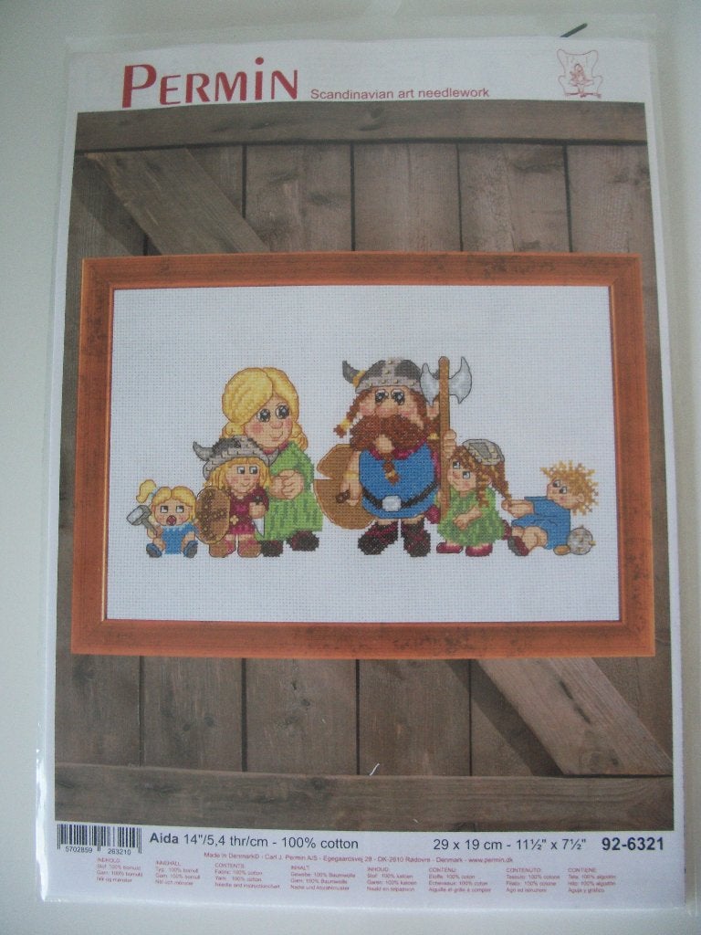 Borduurpakket - Viking Familie 29 x 19 cm - Permin - Nieuw, Ophalen of Verzenden, Nieuw, Handborduren, Borduurpakket