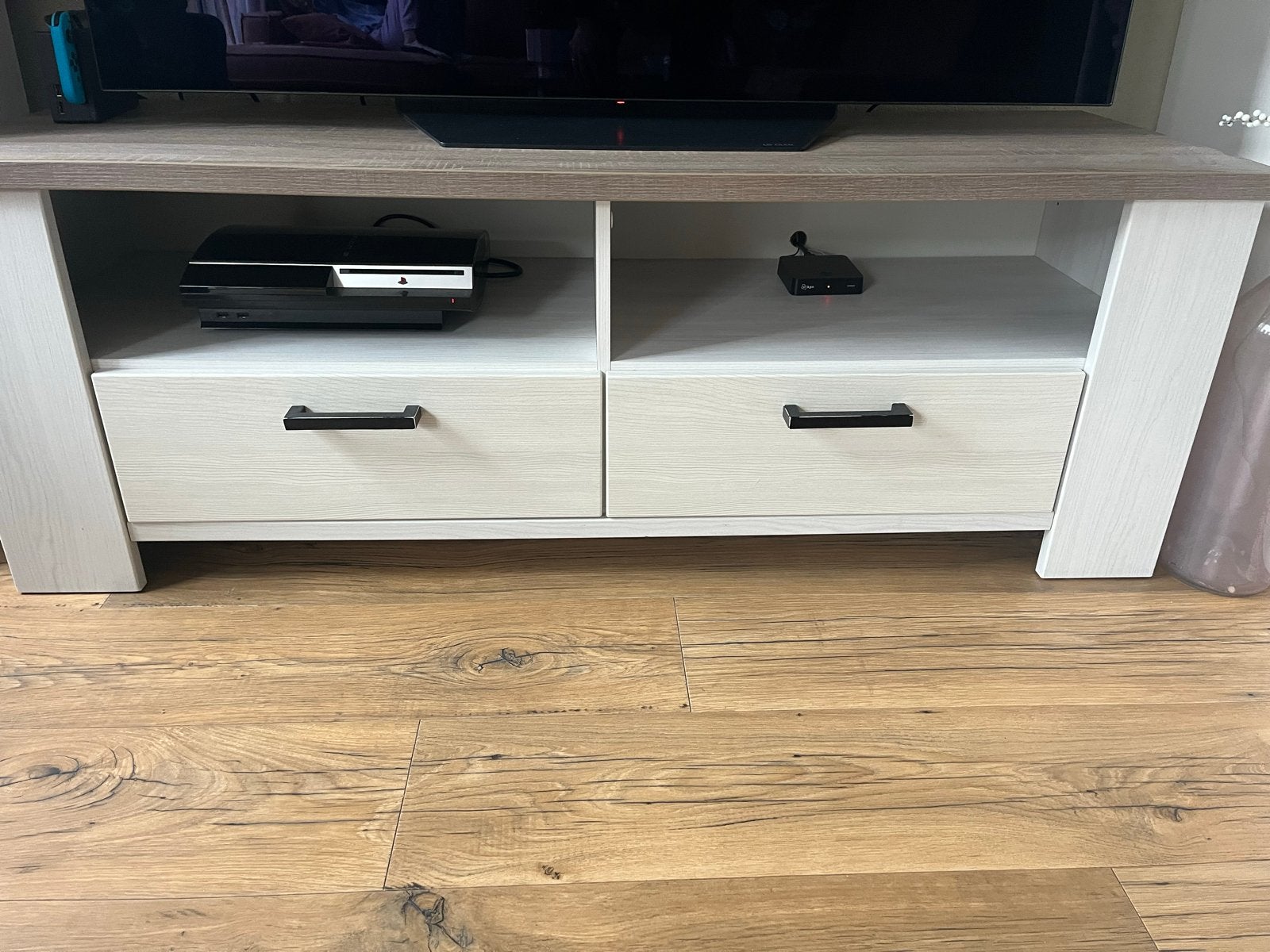 Modern Televisiemeubel met Lades en Opbergvakken, Gebruikt, 100 tot 150 cm, Ophalen of Verzenden, Minder dan 100 cm