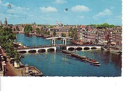Ansichtkaart 	Amsterdam	Magere Brug	over de Amstel, Verzenden, 1960 tot 1980, Gelopen, Noord-Holland