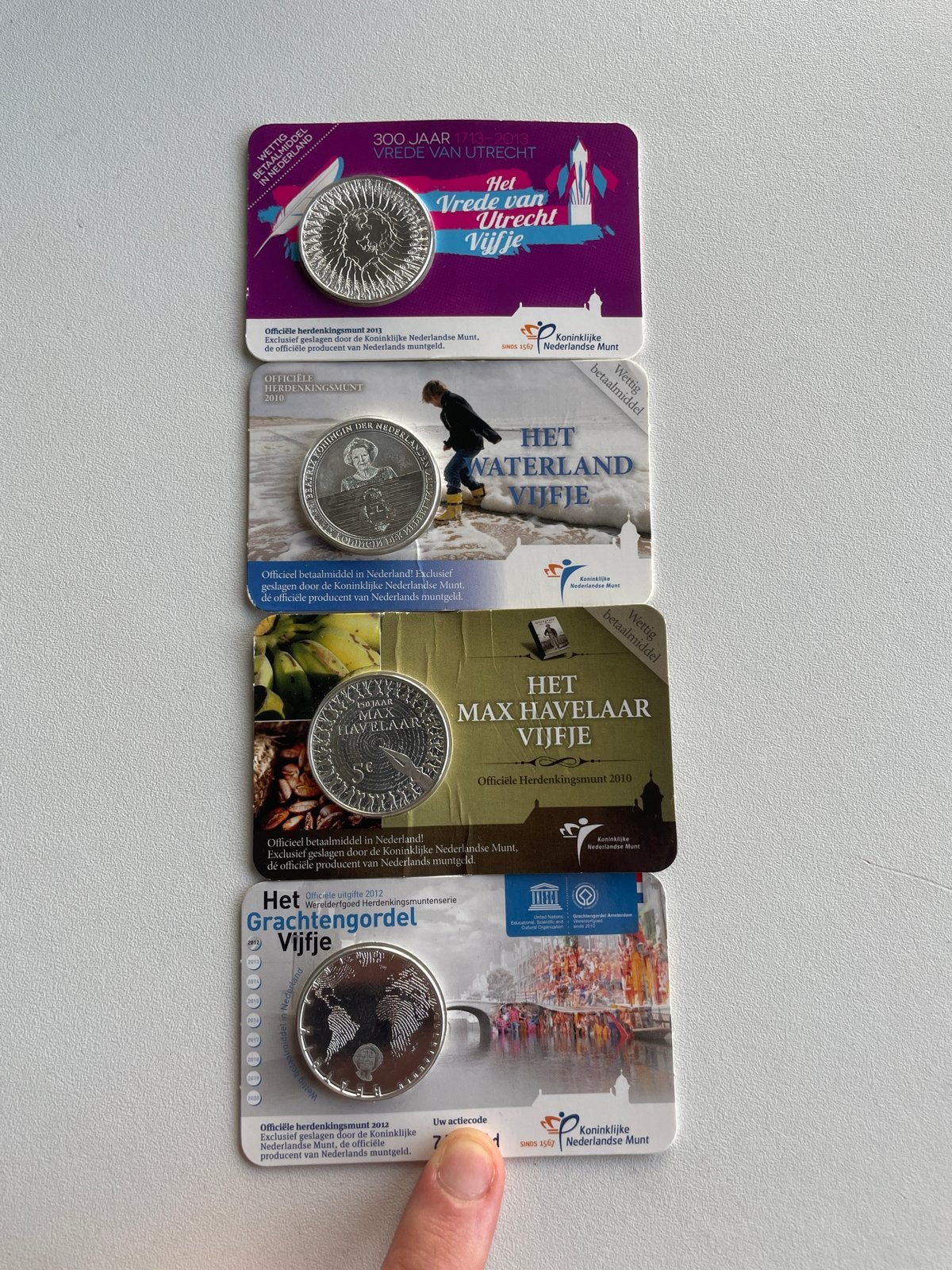 Set van 4 zwaar verzilverde herdenkingsmunten, Postzegels en Munten, Munten | Nederland, Setje, Koningin Beatrix, Zilver, Euro's