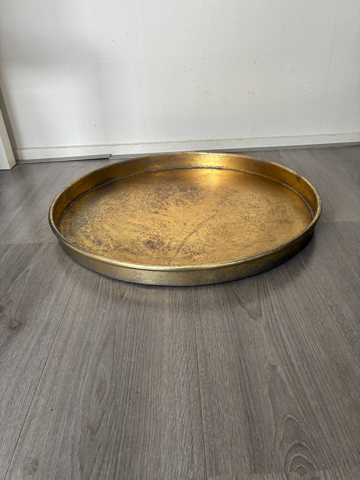 Gouden dienblad, Ophalen, Gebruikt, Rond, Metaal