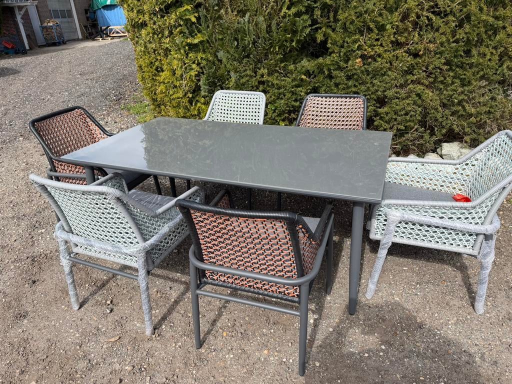 Mooie tuinset met 6 stoelen, 6 zitplaatsen, Nieuw, Ophalen of Verzenden, Wicker
