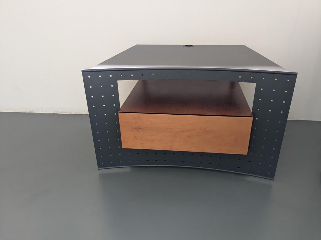 Hulshoff Wonen TV meubel met metalen frame en houten lade, Gebruikt, 50 tot 100 cm, Minder dan 100 cm, 25 tot 50 cm