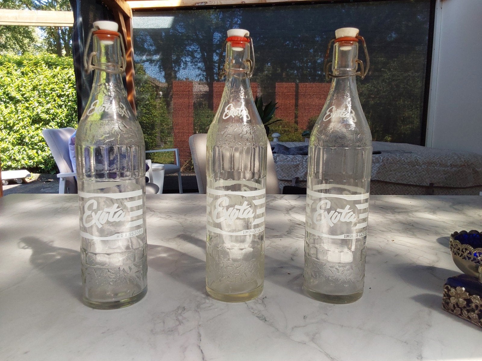 Set van 3 Vintage Exota Flessen met Beugeldop, Ophalen of Verzenden