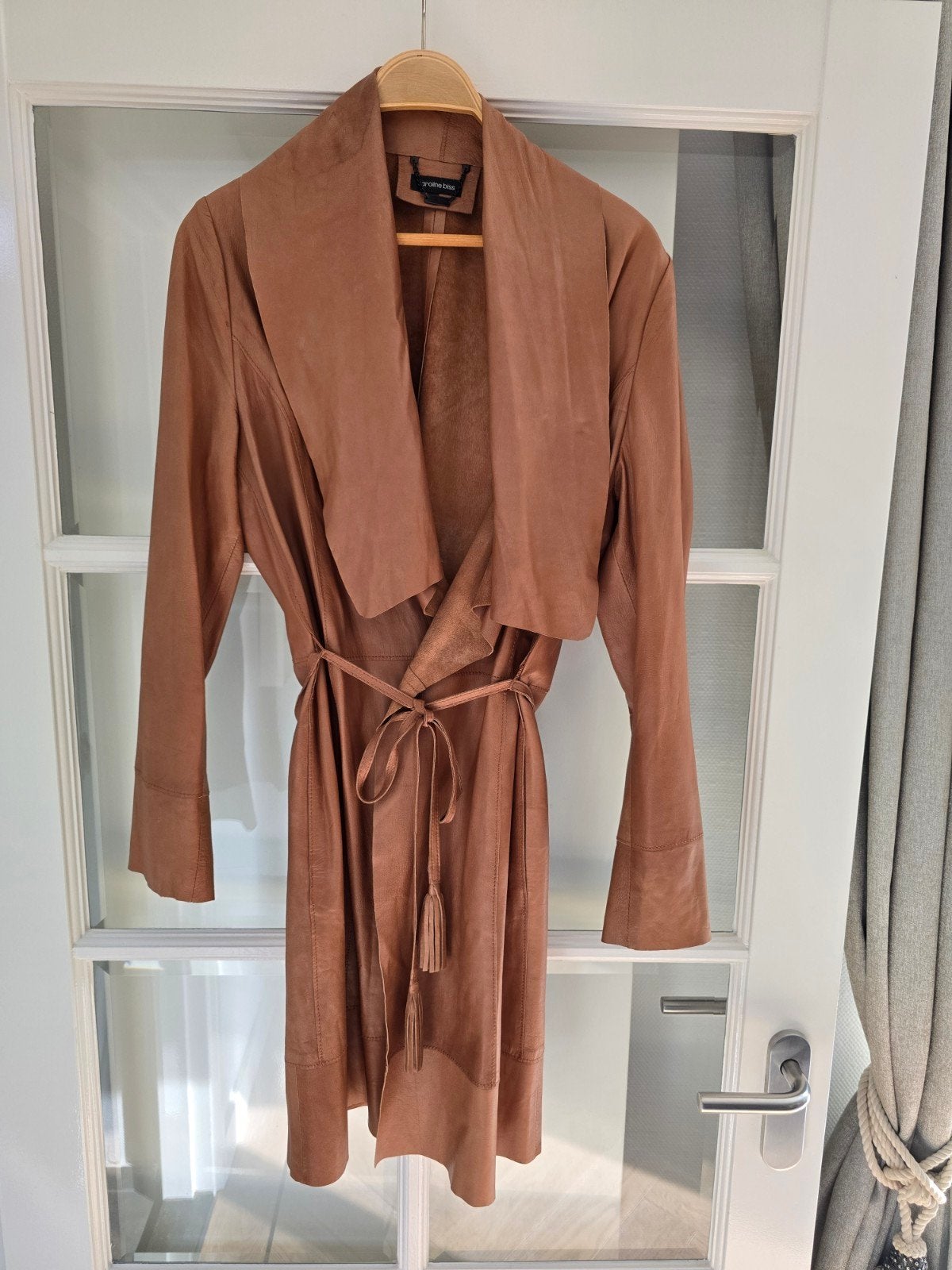 caroline biss echte leren jas maat 46 zgan, Bruin, Maat 46/48 (XL) of groter, Ophalen of Verzenden, Zo goed als nieuw