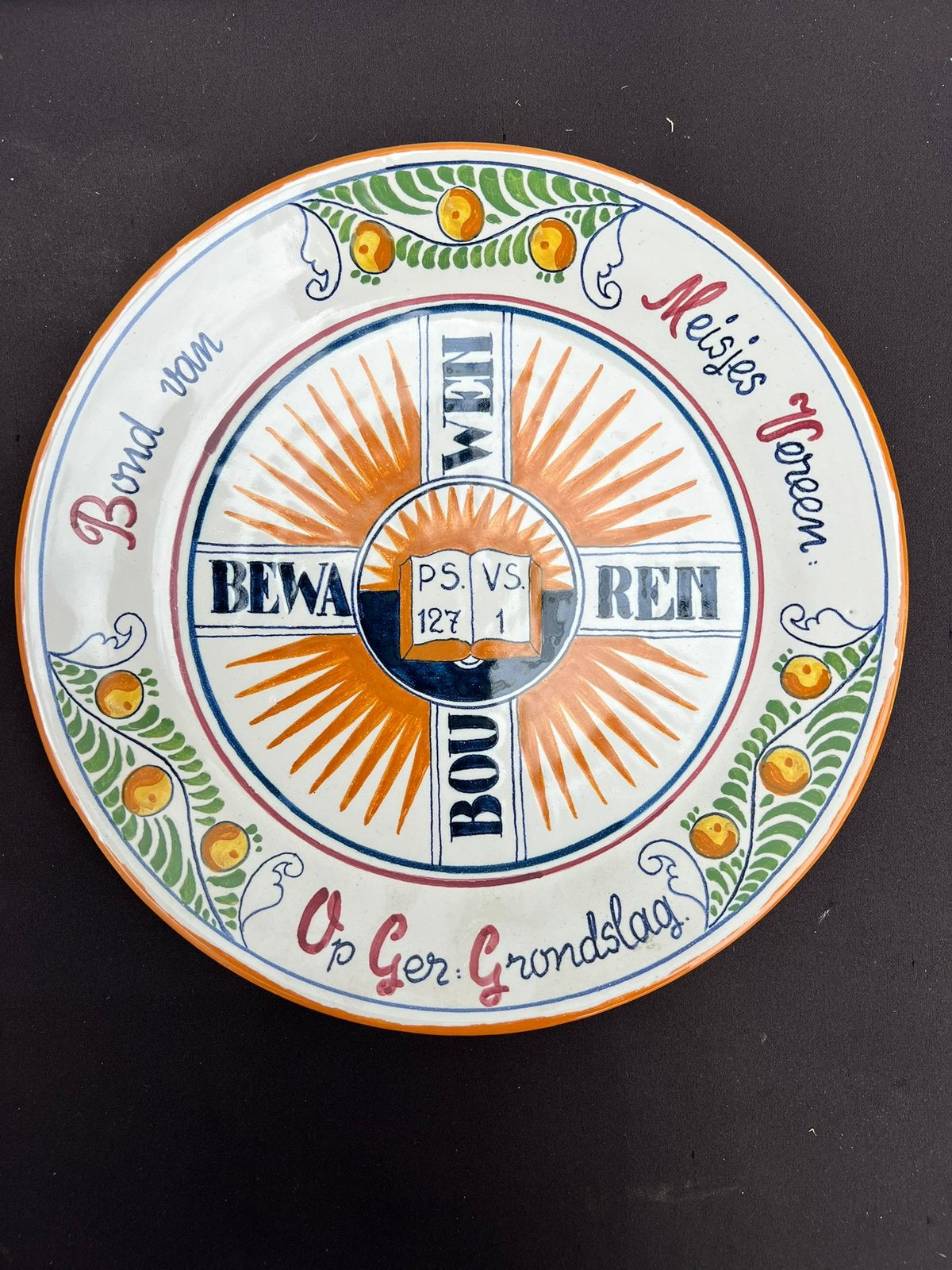 Te Koop Vintage Wandbord Meisjes Vereenigingen Psalm 127:1, Ophalen of Verzenden