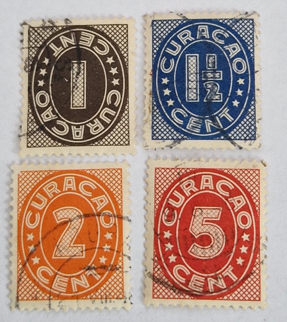 Curaçao 1936 - nvph 121-125 - Cijfer-Type 'Vossen' 4 van 5, Ophalen of Verzenden