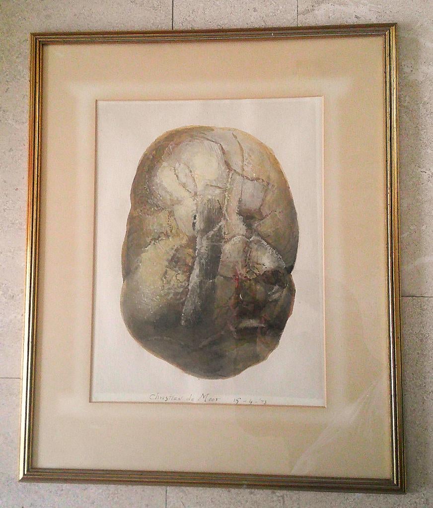 (Portret) in een steen 15-4-1973- Christian de Moor 1899-'81, Ophalen of Verzenden