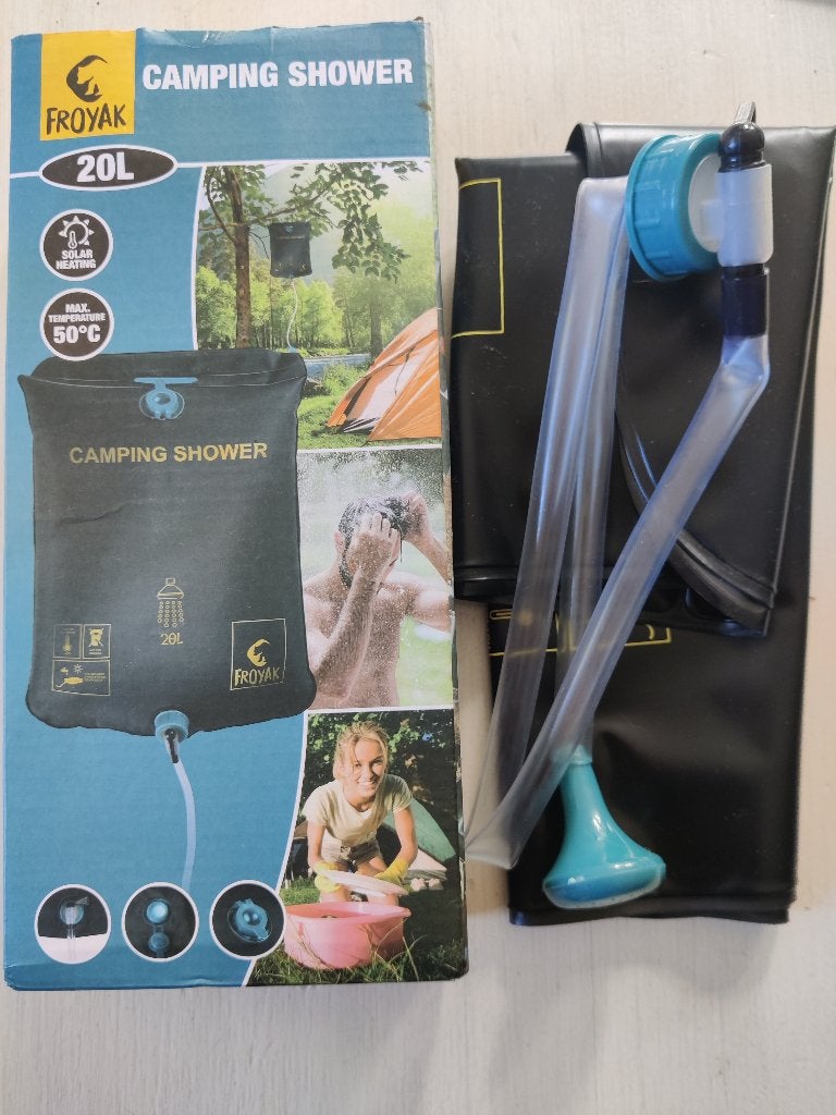 Camping shower douche nieuw (17,99) merk froyak  20 ltr, Ophalen of Verzenden, Nieuw