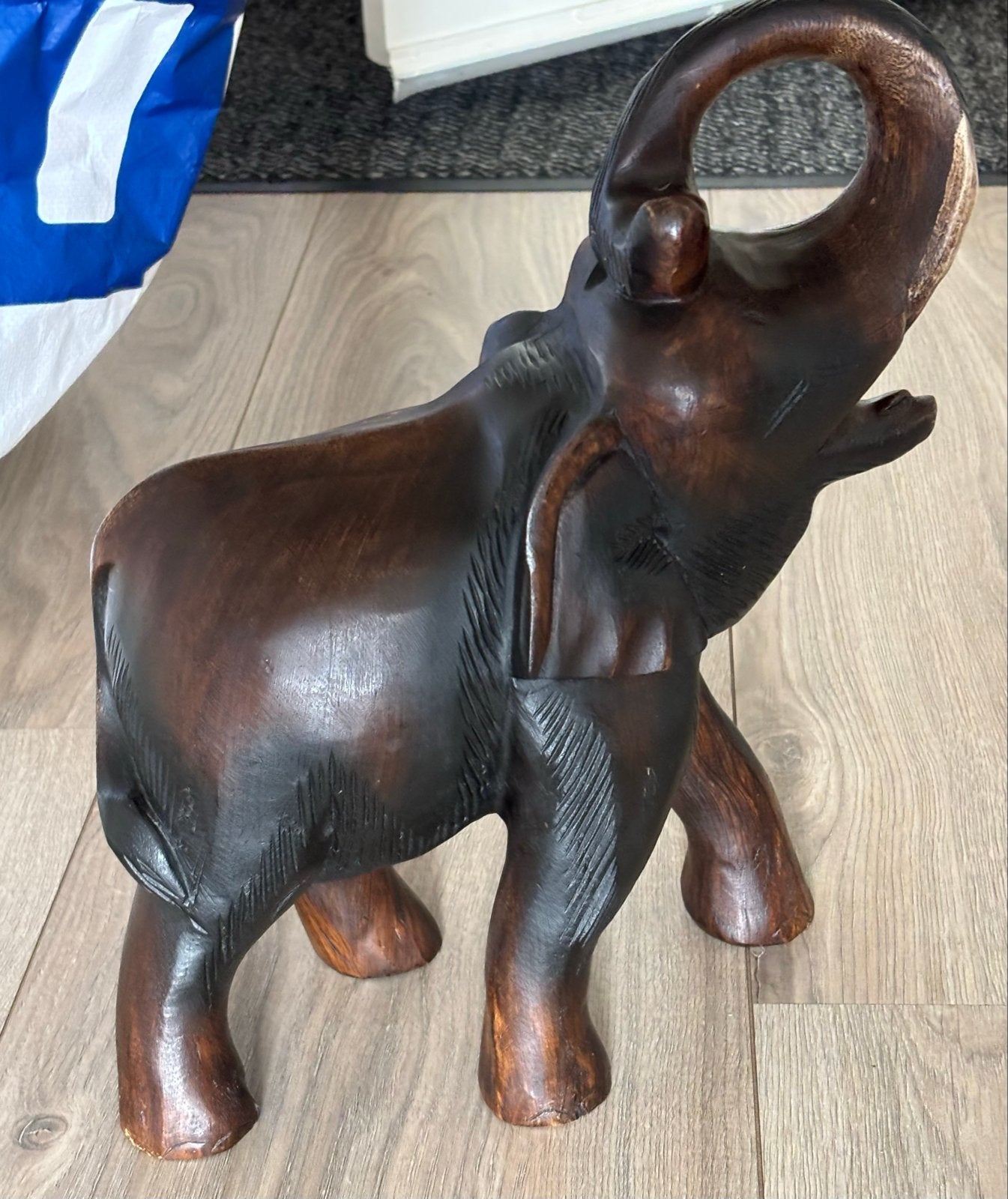 Houten olifant beeldje - Handgesneden decoratie, Ophalen, Beeld, Hout, Bruin