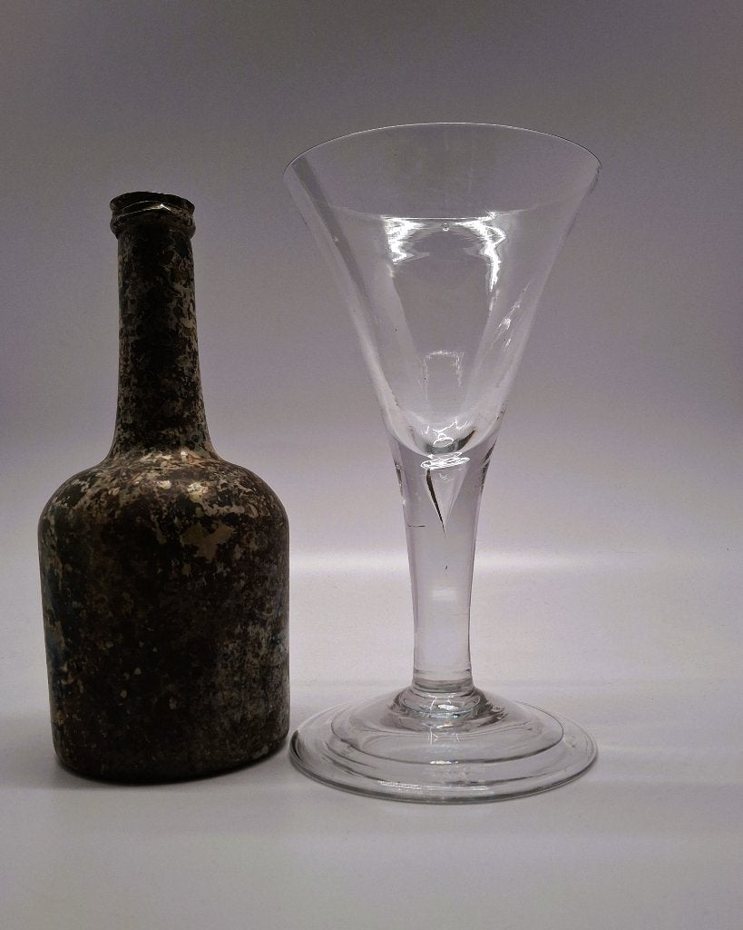 Engels Wijnglas c1740   24.5cm hoog !, Ophalen of Verzenden
