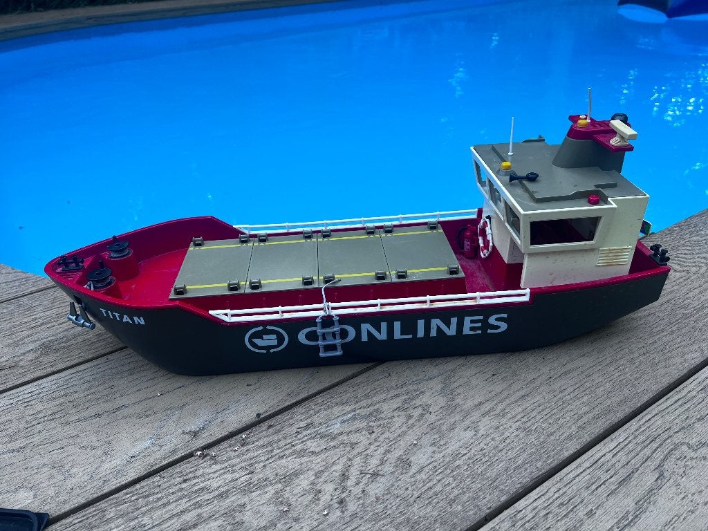 Playmobil Conline Containerschip met kapitein en arbeider, Ophalen, Gebruikt, Complete set, Boot/Schip