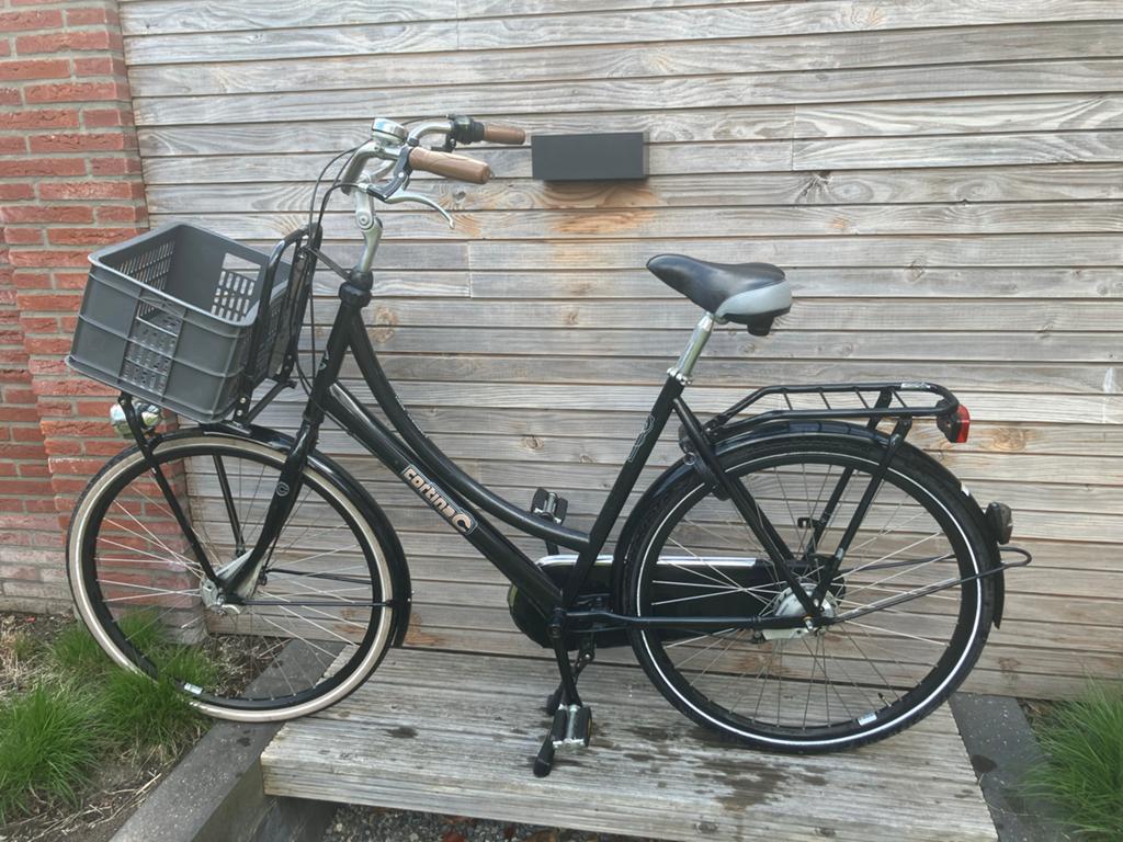 Cortina Transportfiets Zwart met Mand - Gebruikt, Gebruikt, Versnellingen, 50 tot 53 cm, Trommelrem