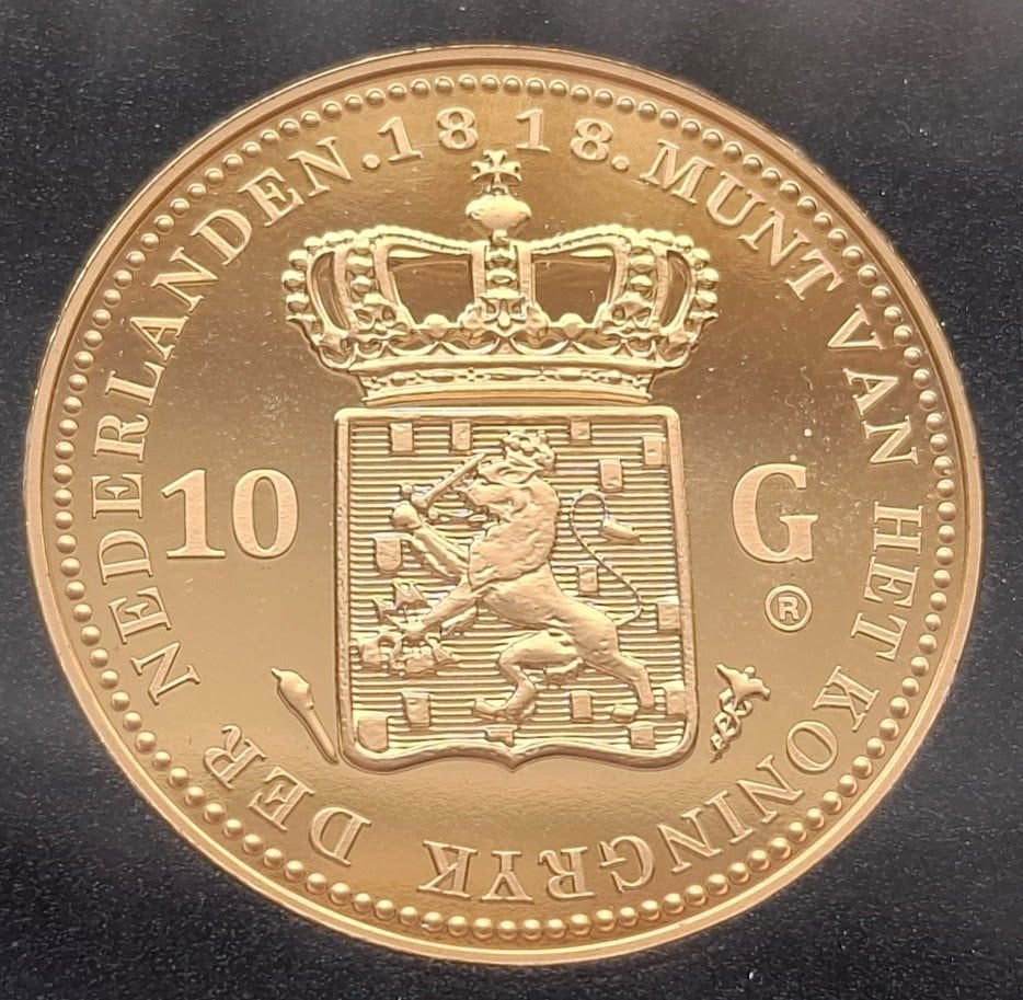 Originele Herslag 10 Gulden 1818 - Koning Willem I, Verzenden, Brons, Nederland