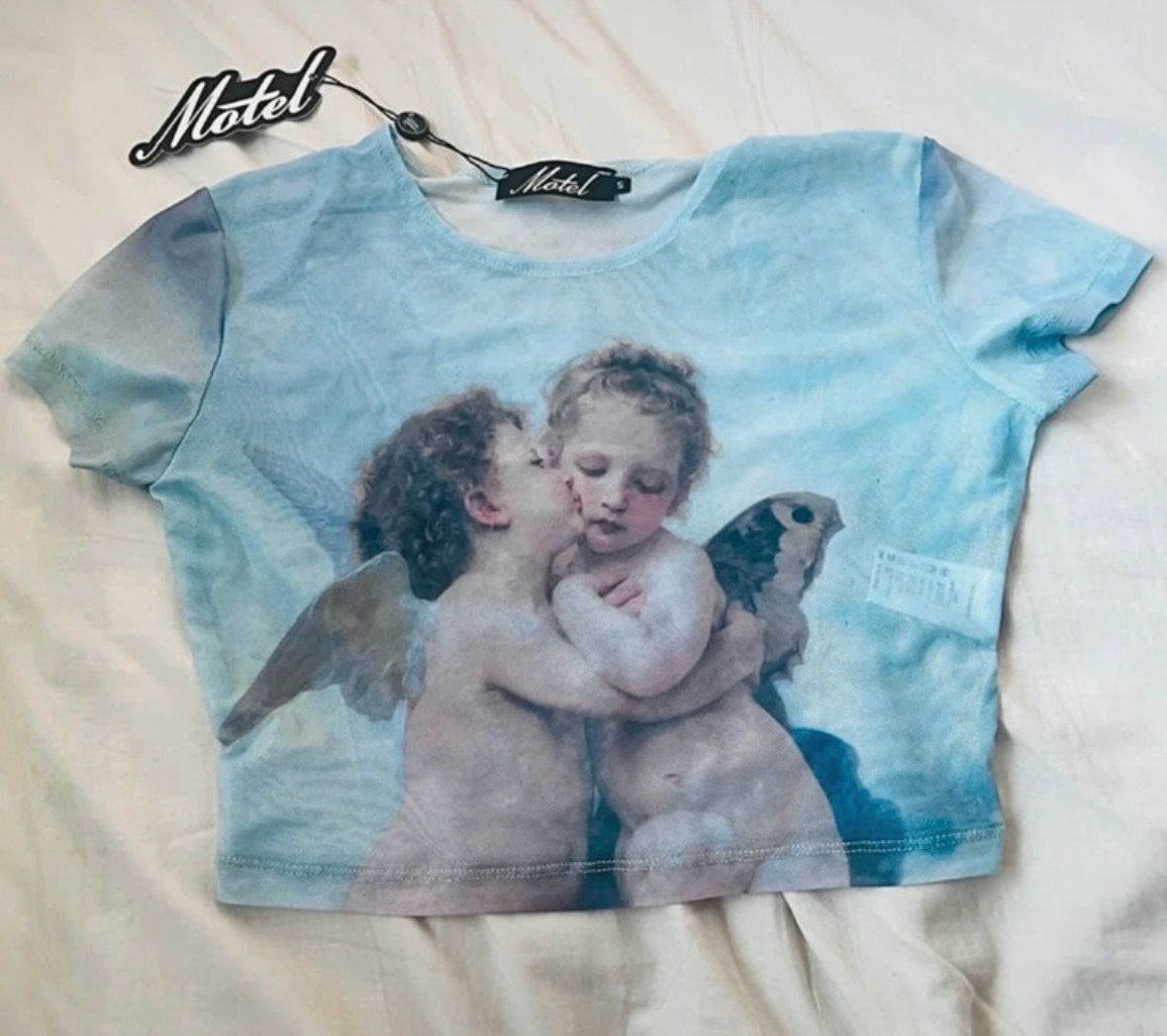 Motel Rocks top met engeltjes print - Nieuw, Blauw, Nieuw, Ophalen of Verzenden, Korte mouw