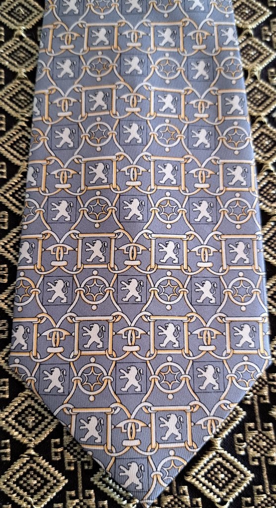 Peugeot Auto stropdas blauw-grijs design, Ophalen of Verzenden, Nieuw, Blauw