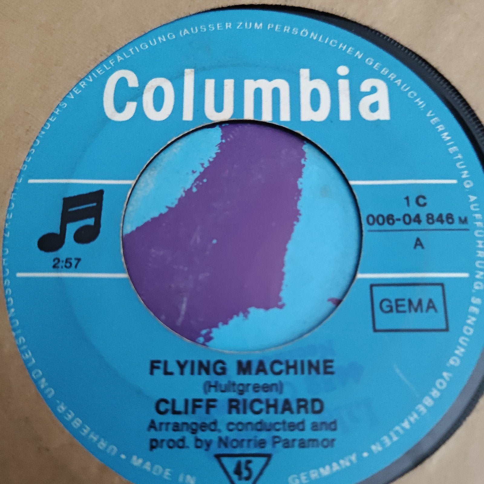 Cliff Richard - Flying Machine (Columbia 45 RPM Single), Gebruikt, 7 inch, Ophalen of Verzenden, Pop